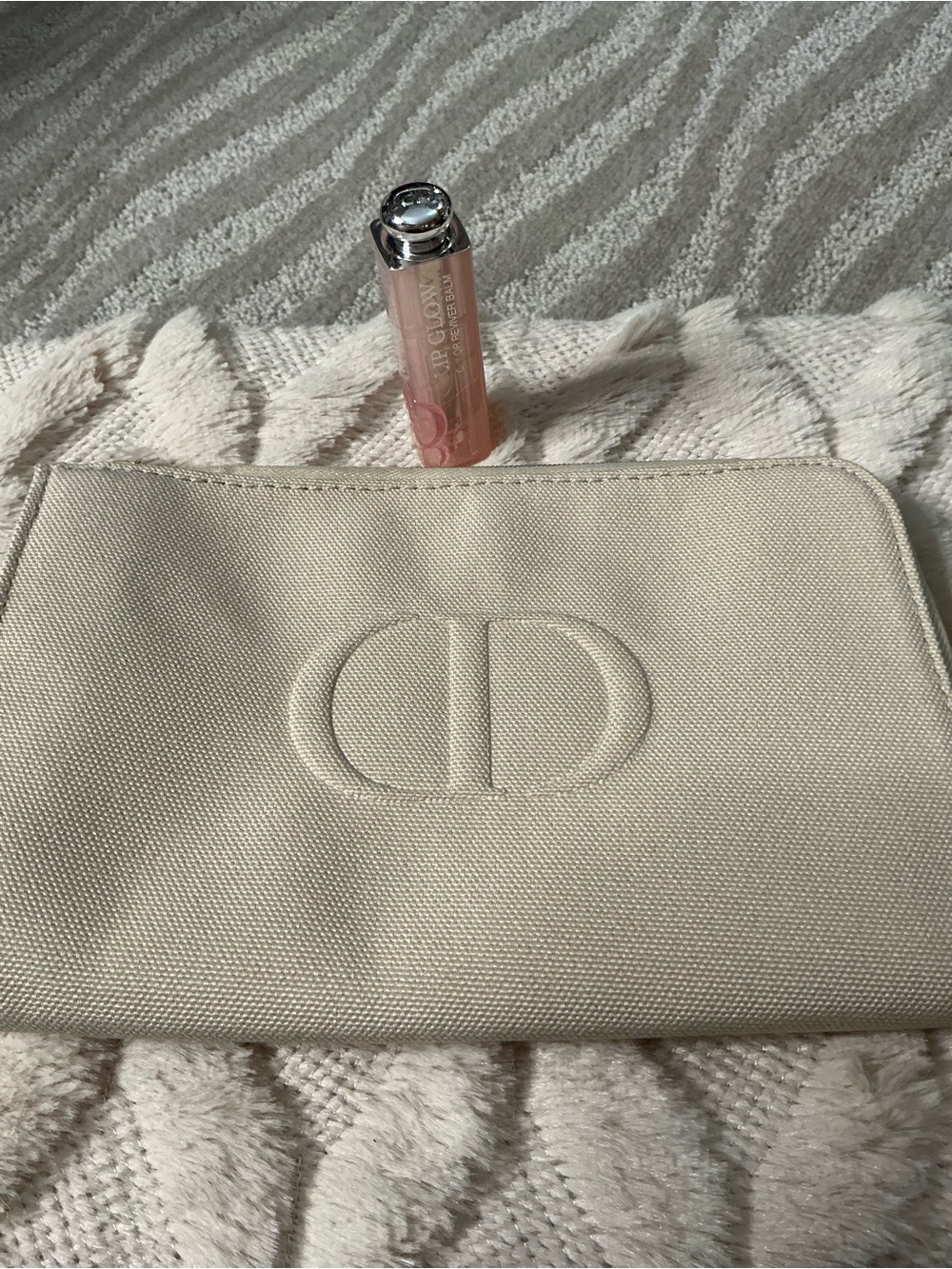 Dior Cream Canvas Pouch Clutch